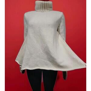 TER ET BANTINE Chunky-knit 46/8 Ivory cowl neck flare sweater #W